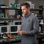 Printify Long-sleeve Steel Grey/Light Stone / XS Circuit Traces Tree Embroidered Long Sleeve Shirt