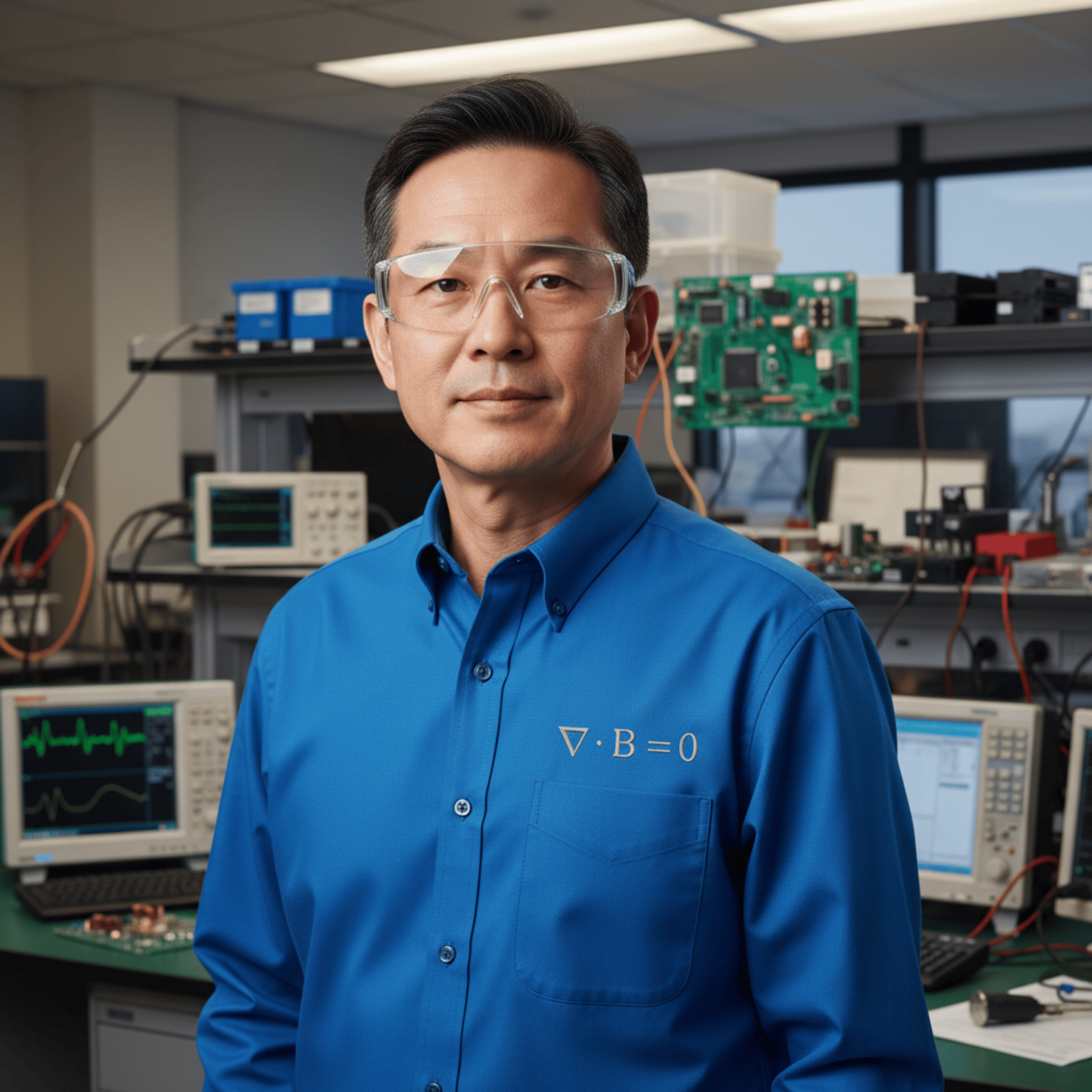 Printify Long-sleeve Strong Blue / XS Maxwells Golden Rule Gausss Law for Magnetism Long Sleeve Shirt: Scientific Crest Main image