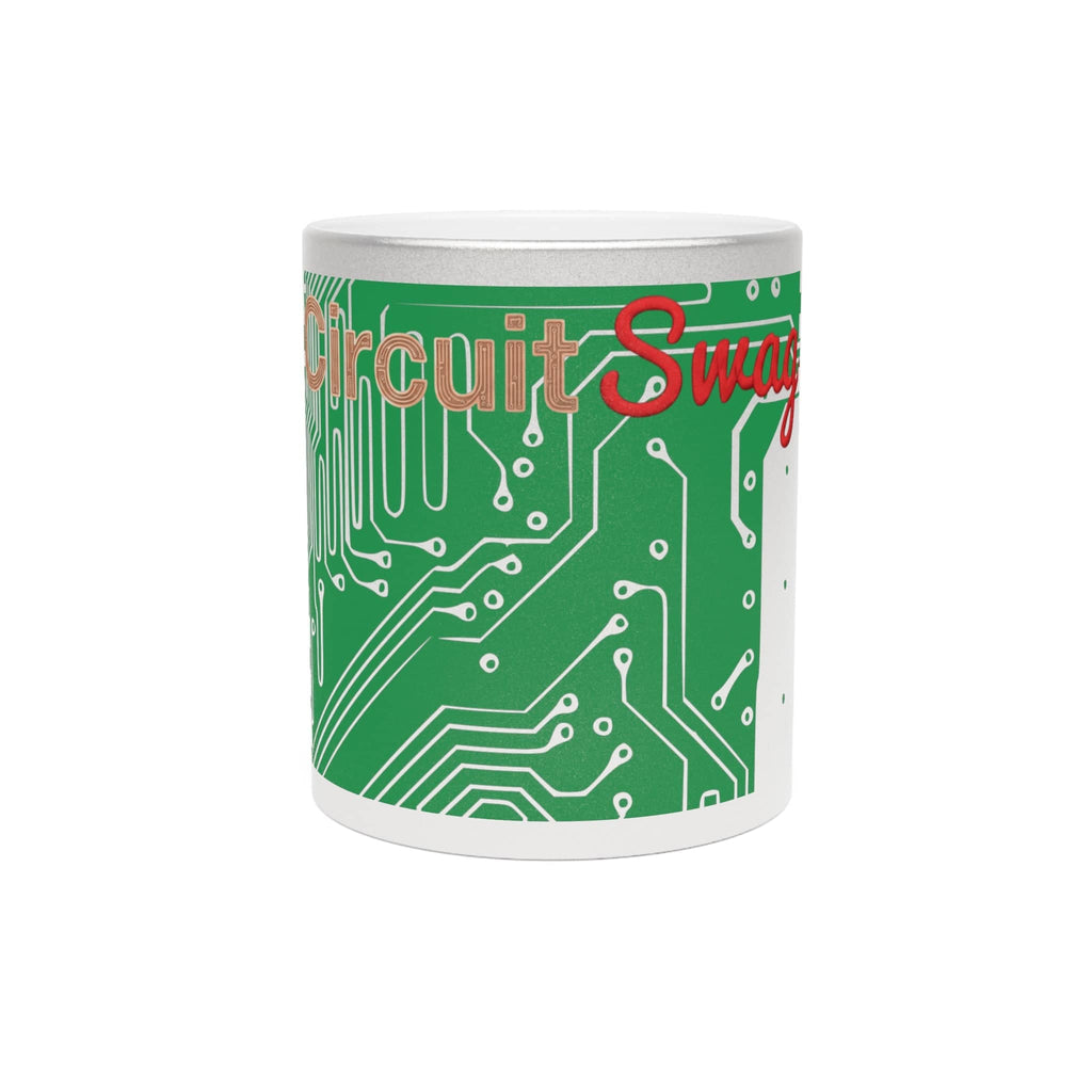 Printify Mug 11oz / Silver Circuit Board Trace Metallic Mug — Silver or Gold