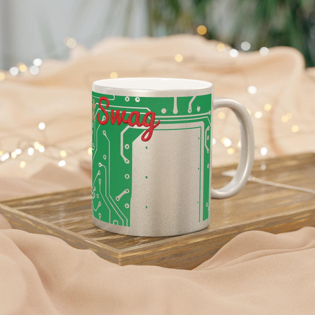 Printify Mug Circuit Board Trace Metallic Mug — Silver or Gold