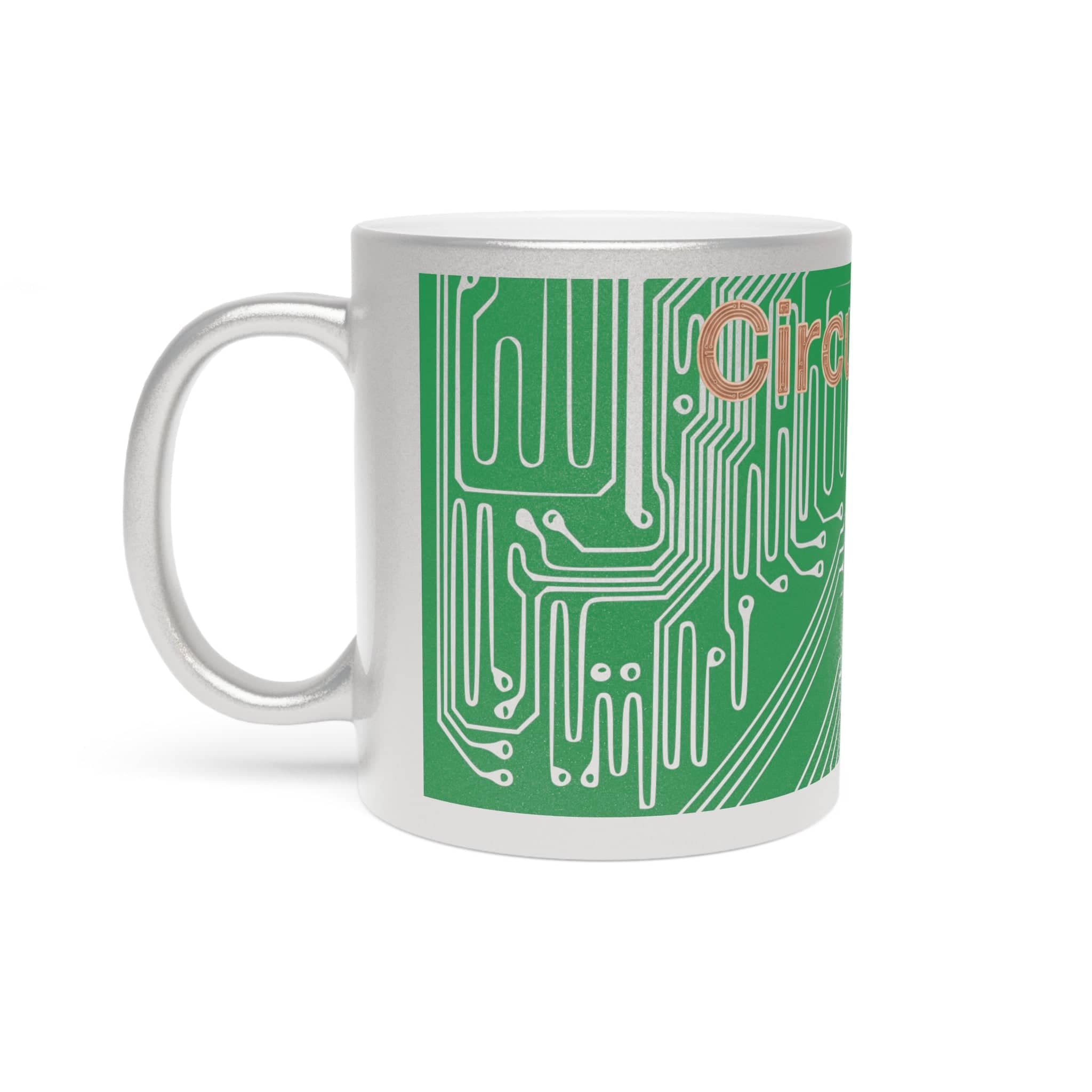 Printify Mug Circuit Board Trace Metallic Mug — Silver or Gold