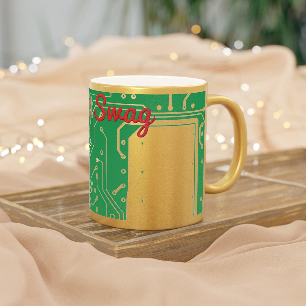 Printify Mug Circuit Board Trace Metallic Mug — Silver or Gold