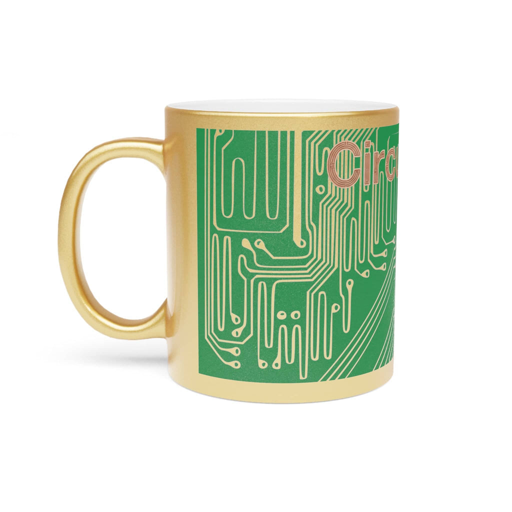 Printify Mug Circuit Board Trace Metallic Mug — Silver or Gold