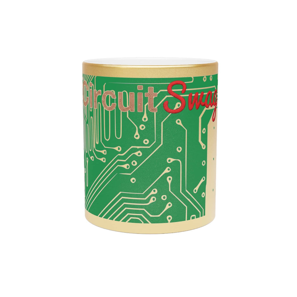 Printify Mug Circuit Board Trace Metallic Mug — Silver or Gold