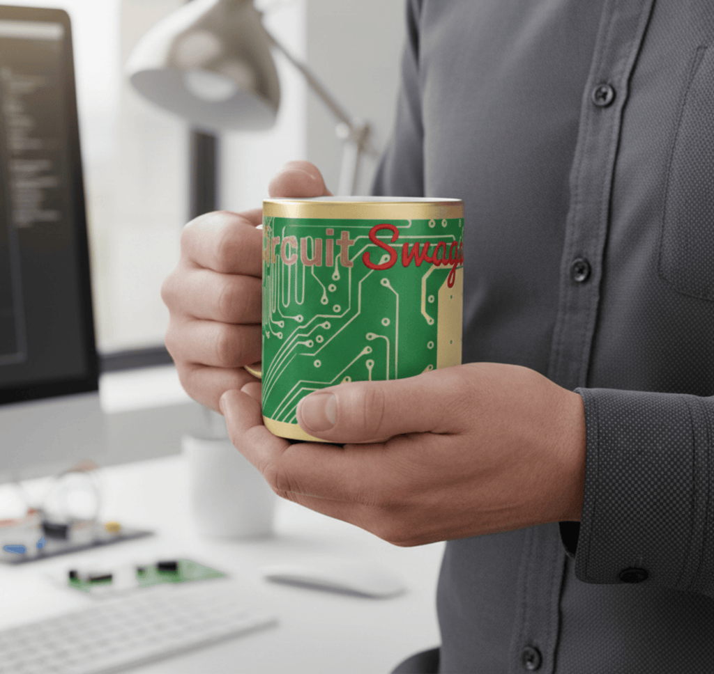 Printify Mug Circuit Board Trace Metallic Mug — Silver or Gold