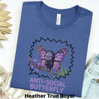 Printify T-Shirt M / Heather True Royal Anti-Social Butterfly T-Shirt — Funny Introvert Graphic Tee