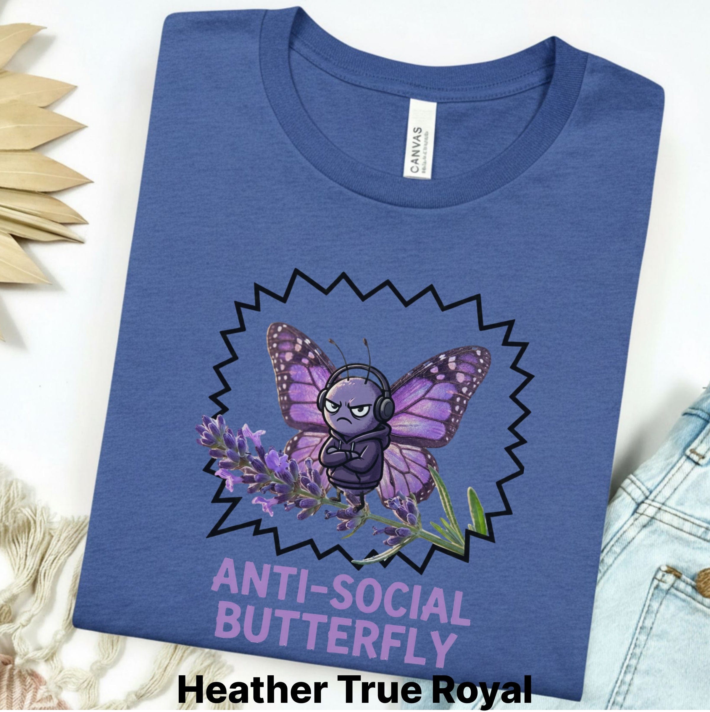 Printify T-Shirt M / Heather True Royal Anti-Social Butterfly T-Shirt — Funny Introvert Graphic Tee