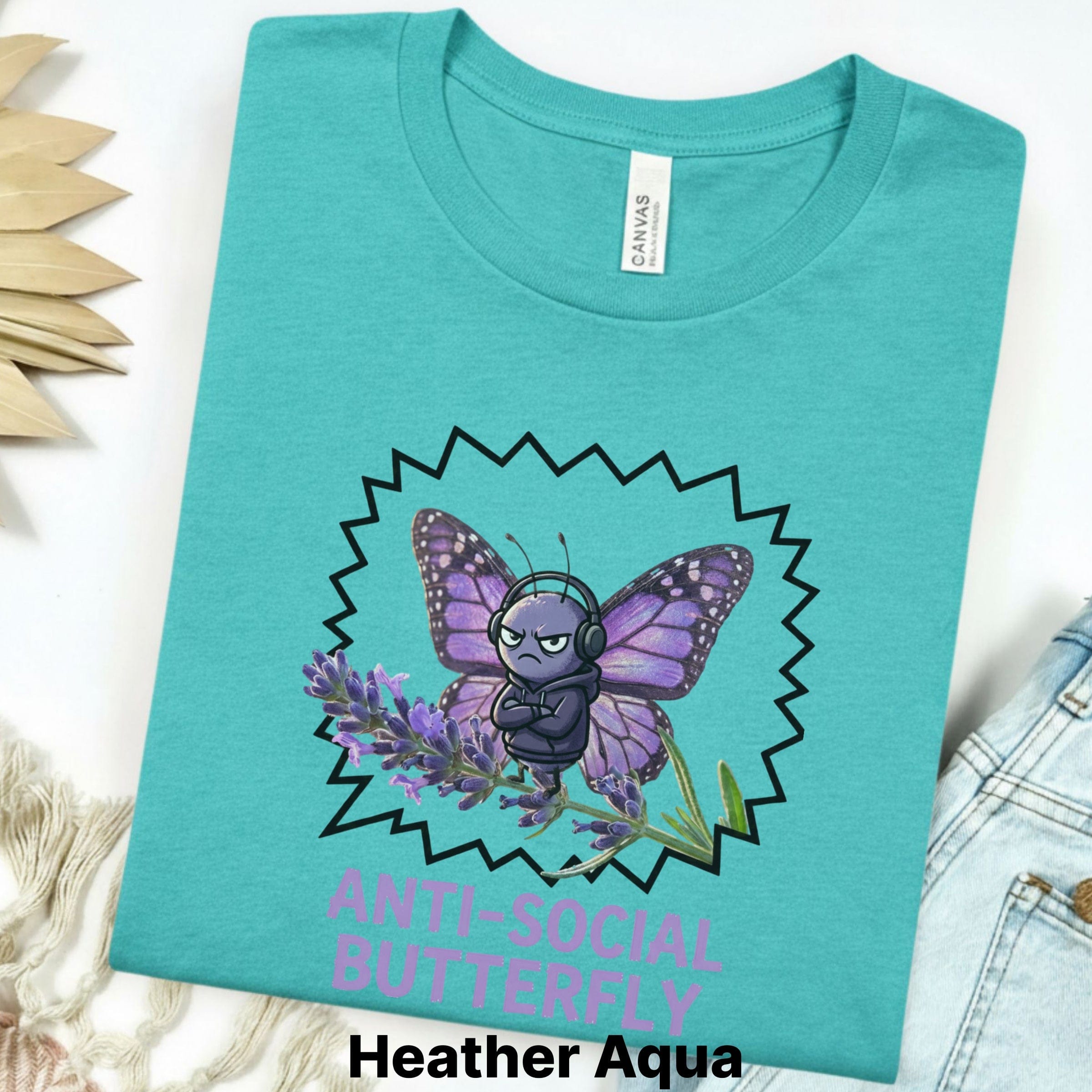 Printify T-Shirt S / Heather Aqua Anti-Social Butterfly T-Shirt — Funny Introvert Graphic Tee