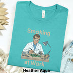 Printify T-Shirt S / Heather Aqua Smoking at Work Retro Technician Tee — Cartoon Lab & Tech Shirt