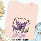 Printify T-Shirt S / Heather Peach Anti-Social Butterfly T-Shirt — Funny Introvert Graphic Tee