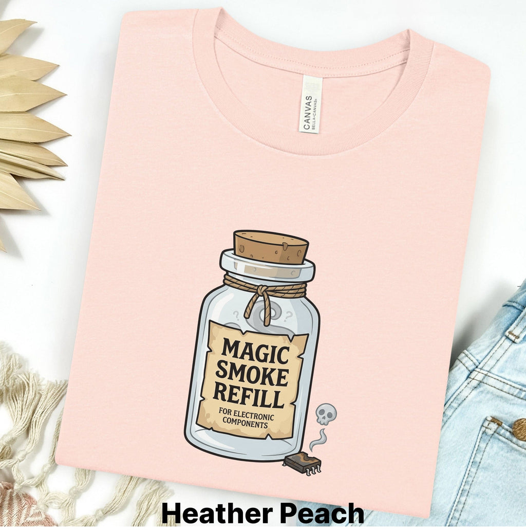 Printify T-Shirt S / Heather Peach Magic Smoke Refill Tee — Funny Electronics T-Shirt