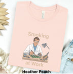 Printify T-Shirt S / Heather Peach Smoking at Work Retro Technician Tee — Cartoon Lab & Tech Shirt