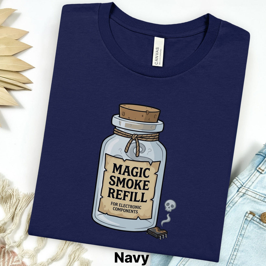 Printify T-Shirt S / Navy Magic Smoke Refill Tee — Funny Electronics T-Shirt