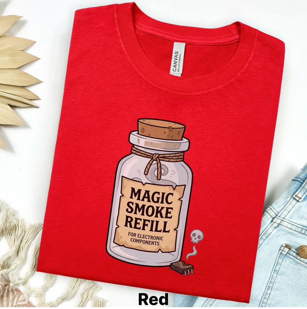 Printify T-Shirt S / Red Magic Smoke Refill Tee — Funny Electronics T-Shirt