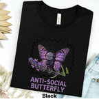 Printify T-Shirt XS / Black Anti-Social Butterfly T-Shirt — Funny Introvert Graphic Tee
